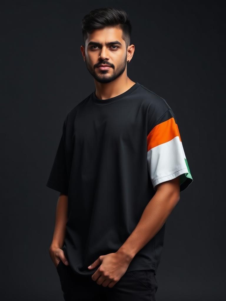INDIA THRNS t-shirt with a full flag sleeve